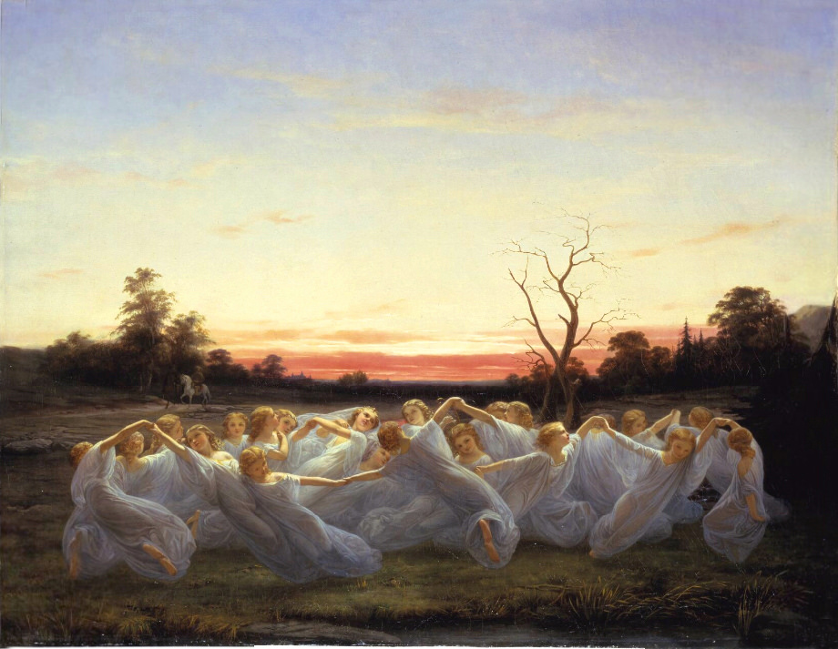 Nils Blommér (1816-1853), "Meadow Elves", oil 1850. Nationalmuseum, Stockholm. Public domain.